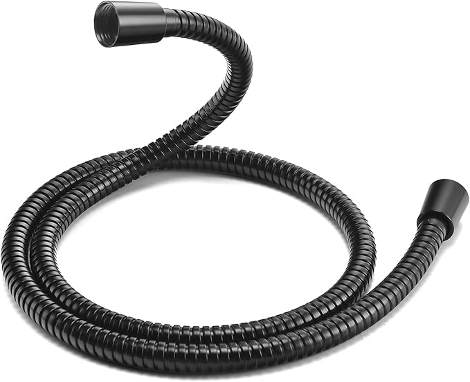 Shower Hose Replacement For Cleaning 304 Stainless Steel Shower Head Hoses 59 Inches High Pressure Bidet Hose Flexible Rose Gold Extension Showerhead Hoses Extra Long (Black, 48 In)
