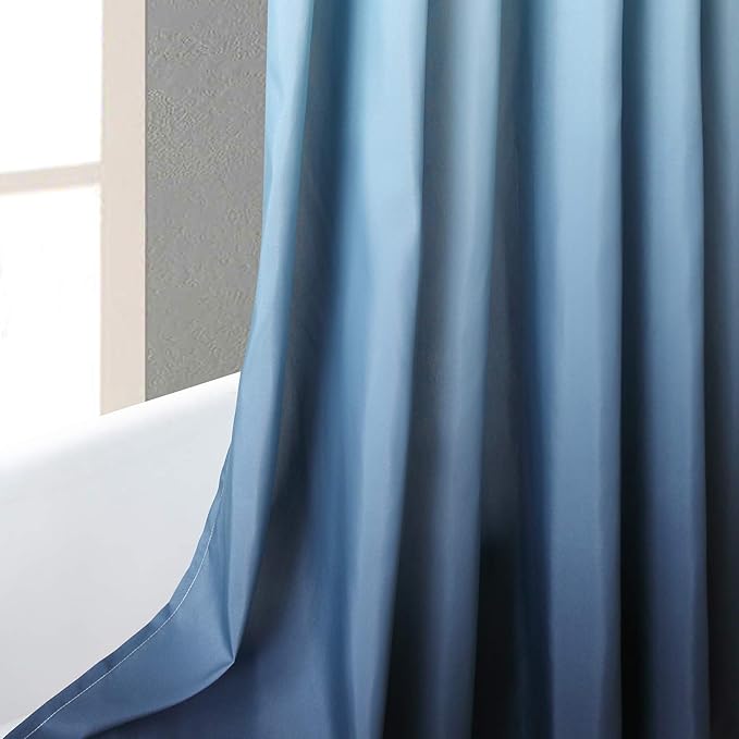 Stall Fabric Shower Curtain, Blue Ombre Microfiber Cloth Shower Curtains for Bathroom, Modern Waterproof Bathroom Curtains, 54" W x 72" H
