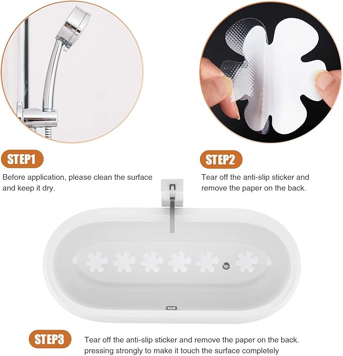 Bathtub Stickers Non-Slip, Safety Shower Treads Adhesive Appliques with Premium Scraper (White)
