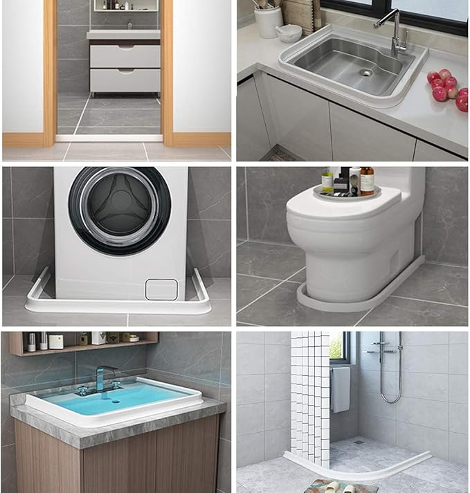 39 Inch Shower Threshold Water Dam Collapsible Bath Shower Barrier Water Stopper Retention System Dry and Wet Separation for Bathroom Kitchen and More (3.3ft)