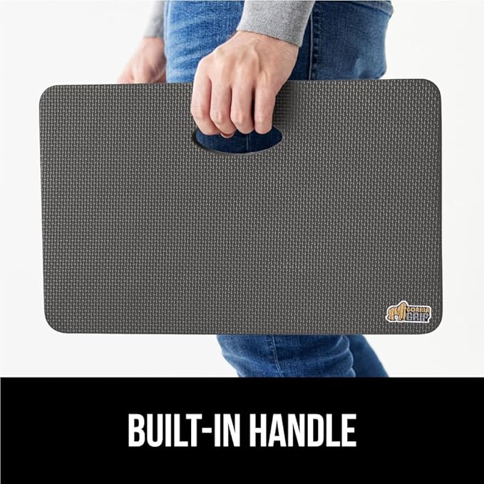 GORILLA GRIP Extra Thick Patent Pending Soft Foam Kneeling Pad, Supportive Large Cushion Knee Pads for Gardening, Baby Bath Time, Dirt and Water Resistant, Workout, Garden Supplies, 17.5x11, Charcoal