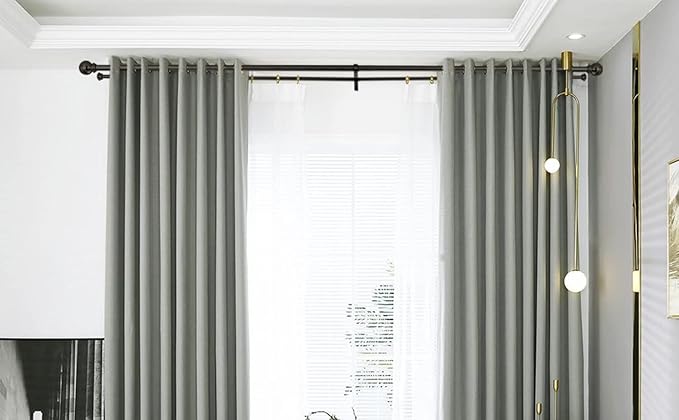Double Curtain Rod 84 to 120 inch, Adjustable 1 inch Double Drapery Rod Rods for Windows and Doors with Ball Round Finials and Premium Aluminum Brackets Set (84-120",Matte Black)