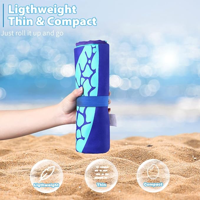 2 Pack Microfiber Lightweight Beach Towel 71"x32" Oversized Extra Large Thin Sand Free Towels Travel Swim Pool Yoga Gym Camping for Adults Women Men Beach Essentials Accessories Vacation Gift