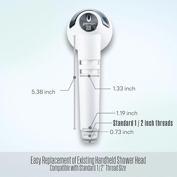 POSEION BT100 DB Filtered Shower Head – Handheld, High Pressure, Magnetized Sediment Filter, Ultrafine Water Stream, Spa-Like Comfort, Durable Build, Made in Korea