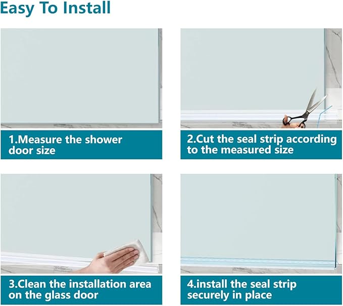 Shower Door Seal Strip Kits Set of 3 Polycarbonate Include 2 PCS 84" Side Seals and 1 PCS 36" Bottom Seal for 3/8"(10mm) Thick Glass