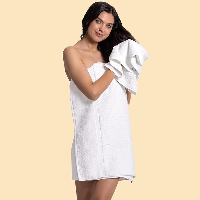 Chakir Turkish Linens 100% Cotton Premium Turkish Towels for Bathroom, 2 Large Bath Towels, 2 Hand Towels, 2 Washcloths (6-Piece Towel Set, White)