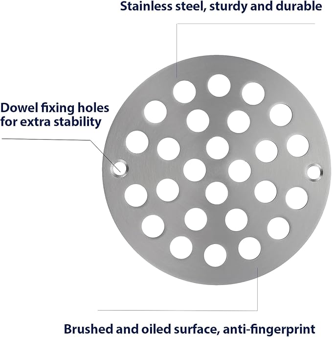 4 Inch Shower Drain Cover,Round Screw-in Floor Drain Cover,Easy-to-Install Replacement Cover Brushed Nickel