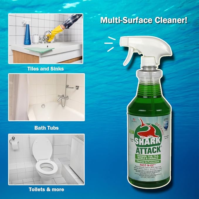 Shark Attack Organic - Bathroom Cleaner & Protectant - 32 oz, Green