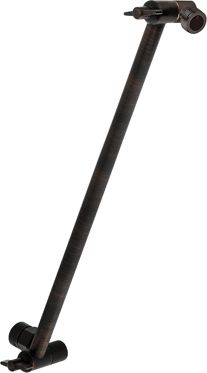 SparkPod 16" Solid Brass Shower Head Extension Arm - Flexible Height & Angle Adjustable Shower Arm Extension for Rain Showerheads with Sturdy Lock - Universal Pipe Connection (Oil-Rubbed Bronze)