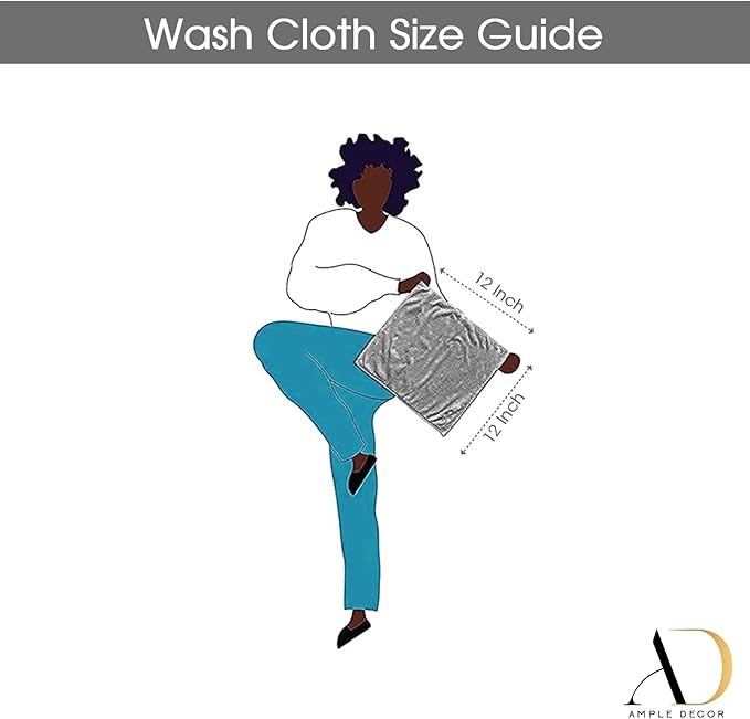 Ample Decor Wash Cloths Pack of 10, Oeko Tex Certified 600 GSM 100% Cotton Soft Absorbent, Premium Quality Durable Machine Washable, Ideal for Bathroom, Pool, Hotel, Spa – Black
