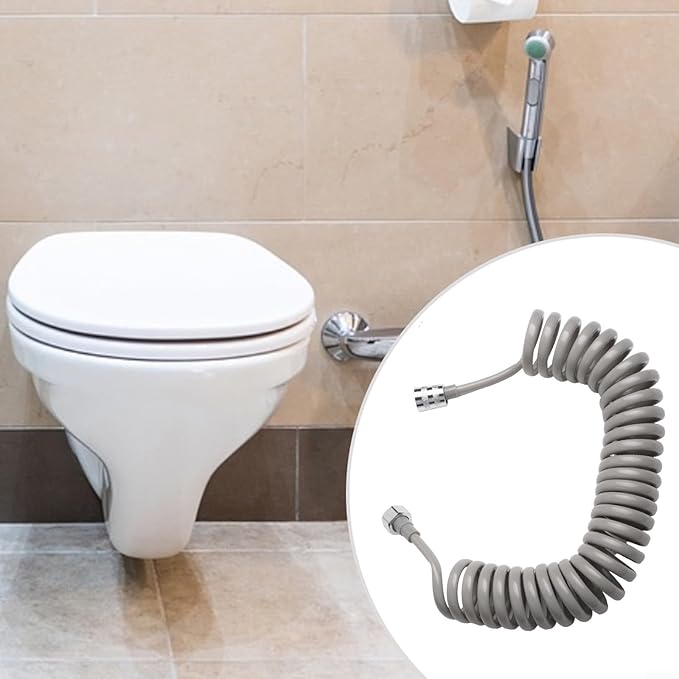 Spring Flexible Shower Hose, Bathroom Spiral Flexible Telescopic Shower Hose Spring Replacement Shower Hose for Toilet Faucet, Bidet Sprayer(300cm Grey)