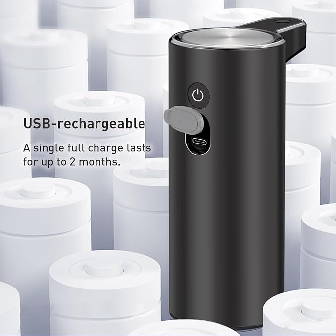 EKO Aroma Touchless Automatic Soap Dispenser for Bathroom and Kitchen, Liquid Hand Soap Dispenser, Water-Resistant and Rechargeable, 9 fl oz (Dark Grey)