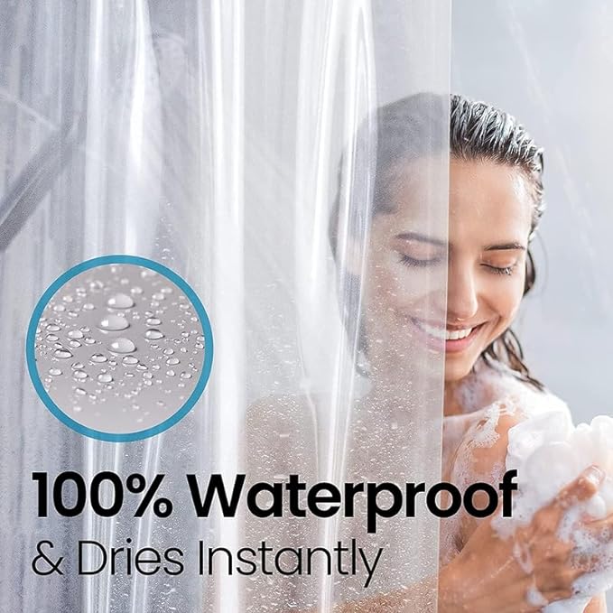LiBa Bathroom Shower Curtain - Waterproof Plastic Shower Curtain Premium PEVA Non-Toxic with Rust Proof Grommets White 8G Bathroom Accessories 36x72
