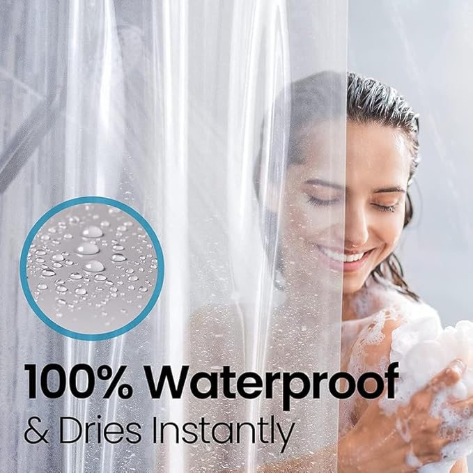 LiBa Bathroom Shower Curtain - Waterproof Plastic Shower Curtain Premium PEVA Non-Toxic with Rust Proof Grommets Clear 8G Heavy Duty Bathroom Accessories 36x72