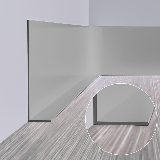 Duzzy Flexible Baseboard Molding Trim, 5 Inch(W) x 60 Feet(L) Peel and Stick Rubber Wall Trim Molding, Self-Adhesive Vinyl Wall Base Cove Base (Grey)