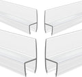 4-Pack Frameless Shower Door Side Seal Strip Shower Door Bottom Sweep Seal for 1/2 Inch Thick Glass, Vertical H-Type Glass Door Seal Stop Leaks. (4-Pack x 45" Length)