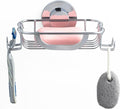 Soap Dish Soap Bar Holder Suction Cup with 4 Hooks, Stainless Steel Soap Saver Tray for Shower Wall, Bathroom, Kitchen, Rustproof No Drilling Bar Soap Holder, Silver