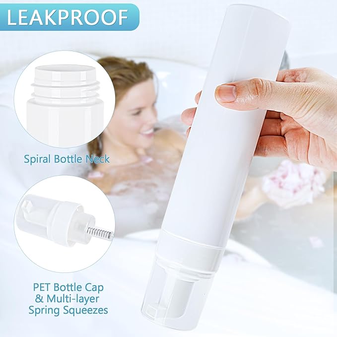 Foam Pump Bottle 8.5oz/250ml White Empty Foam Dispenser Bottle Travel Foaming Hand Soap Bottle Large Refillable Foaming Bottle for Shampoo Cleaning Traveling (4 Pack)