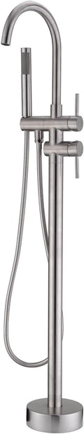 Freestanding Tub Filler Bathtub Faucet Brushed Nickel Floor Mounted Faucets with Handheld Shower