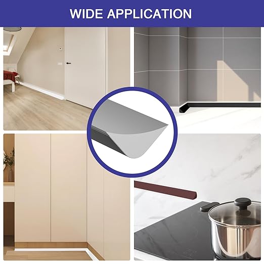 Flexible Molding Trim, Flexible Bendable Adhesive Caulking Strip, Molded Trim, Peel and Stick Home Decorative Edge for Bathroom, Kitchen, Floor, Wall (Grey, 0.83in x 0.24in x 10ft)