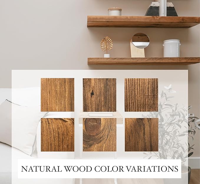 Urbandi Modern Floating Shelves 3 Inches Thick for Wall, Wide Shelves for Kitchen, Living Room, Bedroom, and Bathroom, Natural Pine Wood, Rustic Wooden Shelf, (Set of 2) (Provincial, 36Lx3Hx8D)
