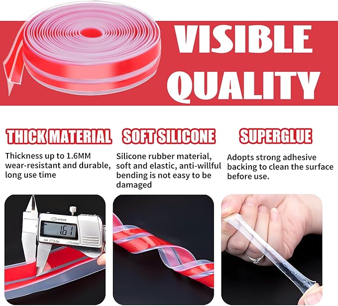 2024 Updated 29.5Ft T-Shaped Clear Weather Stripping Door Seal, Door Draft Stopper Silicone Seal Strip, Door Weather Stripping for Doors Windows and Shower Glass Gaps (29.5 Ft)