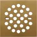 RRAJJ Square Improve 4-1/4 Inch(108mm*108mm) Screw-in Shower Floor Drain Grate Strainer (Brushed Gold)