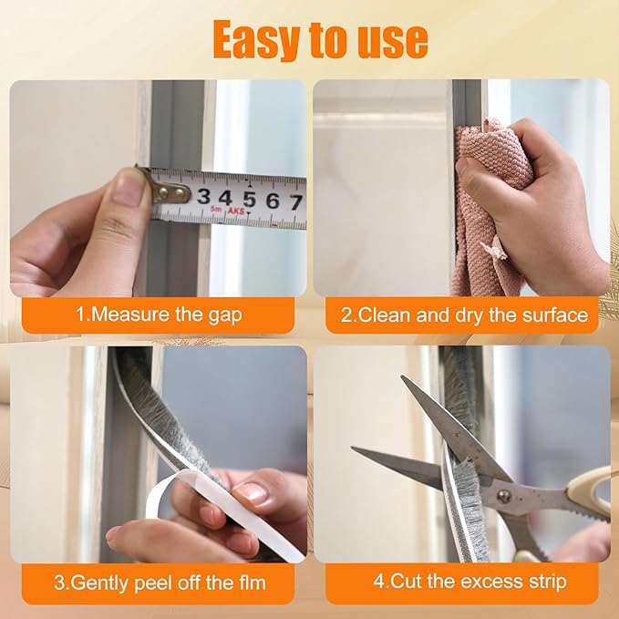 33.3FT Self-Adhesive Weather Stripping Seal for Door Frames and Sliding Windows, Weatherstripping for Soundproofing, Dustproof, Window Insulation for Winter, 0.35'' Wide x 0.9'' Thick, Grey