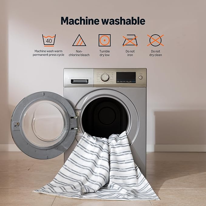 Amazon Basics Geometric Jacquard Fabric Shower Curtain for Bathroom, Lightweight, Waterproof and Washable, 72" W x 78" L, Grey Striped
