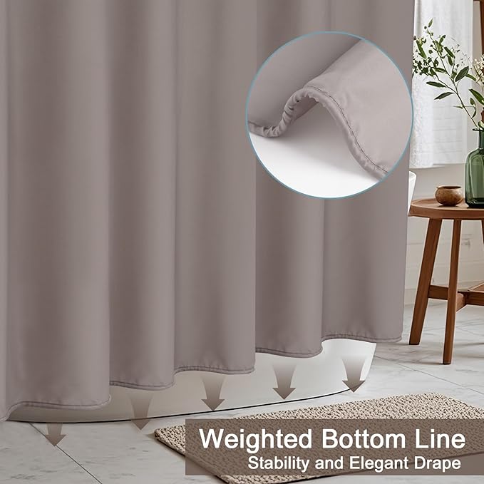 AooHome Fabric Solid Shower Curtain Liner for Hotel, Small Size Durable Shower Curtain with Hooks, Weighted Hem, Waterproof, Chocolate, 48x72 Inch
