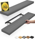 BAYKA Floating Shelves Grey, 22.5 inches Rustic Wood Wall Mounted Shelves for Bathroom, Bedroom, Living Room, Kitchen, Hanging Shelf for Books/Storage/Decor (Gray,Set of 2)