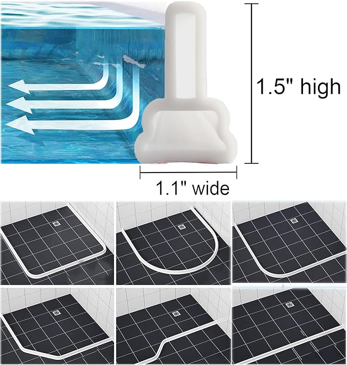 Ynotus 67Inch Collapsible Threshold Water Dam - 1.5" High - Walkin Shower Guard - Keeps Water In Shower Stall - Silicone - For Dry & Wet Bathroom/Kitchen/Wheelchair Accessible