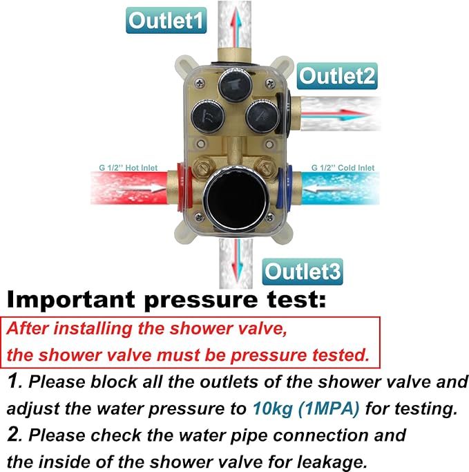 Digital Display Shower Valve Shower Valve 3 Way Shower Diverter Valve Shower Mixing Valve Can Use All the Time Polished Chrome