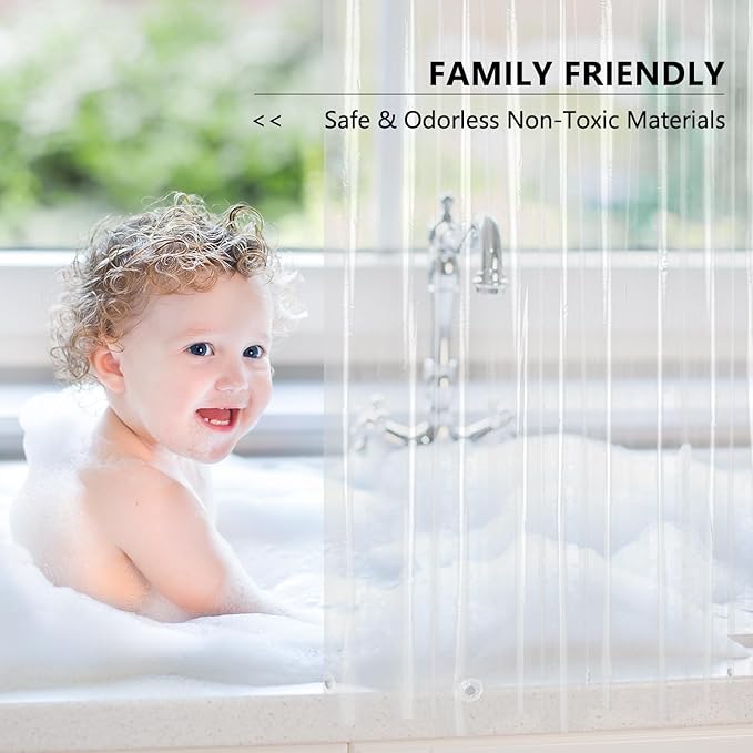AooHome Stall Clear Plastic Shower Curtain Liner, 36x72 Premium Light Weight EVA 4G Plastic Bathroom Shower Liner with Rustproof Metal Grommets and 3 Magnets for Shower Stall(No Hooks)