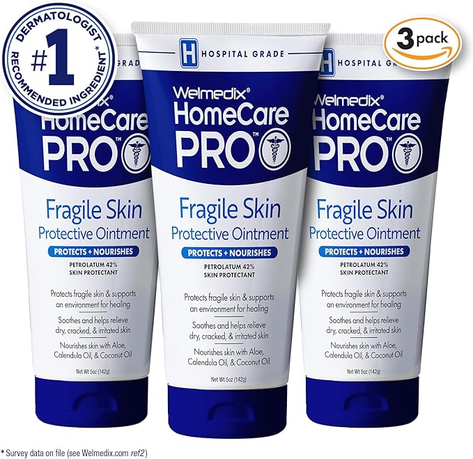 Welmedix Fragile Skin Protective Ointment | Hospital Grade Healing Ointment, Barrier Cream & Skin Protectant w/Calendula for Treatment of Eczema, Psoriasis, Dermatitis, Bed Sores, Chafing (Pack of 3)