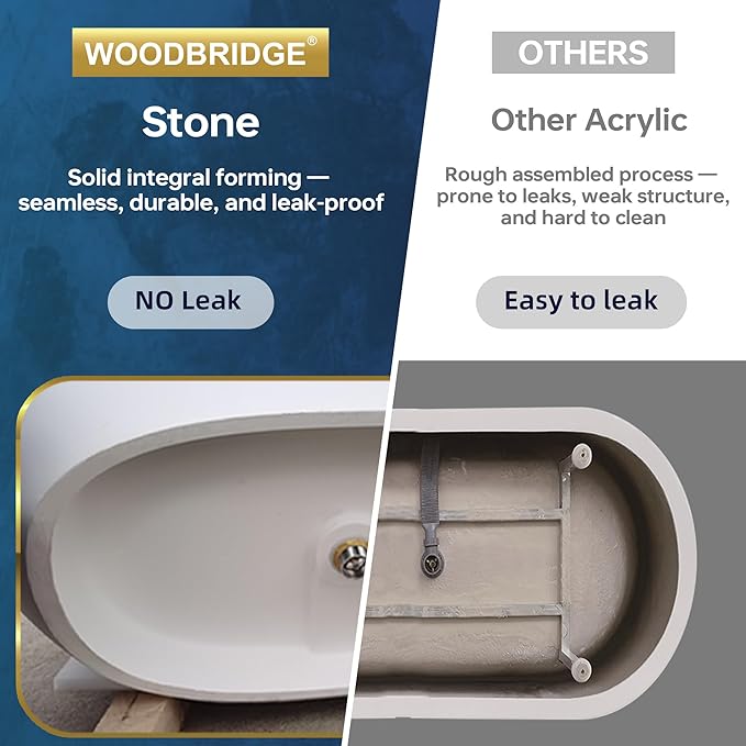 WOODBRIDGE 67 in. x 30.75 in. Stone Resin Luxury Contemporary Solid Surface Freestanding Bathtub in Matte White