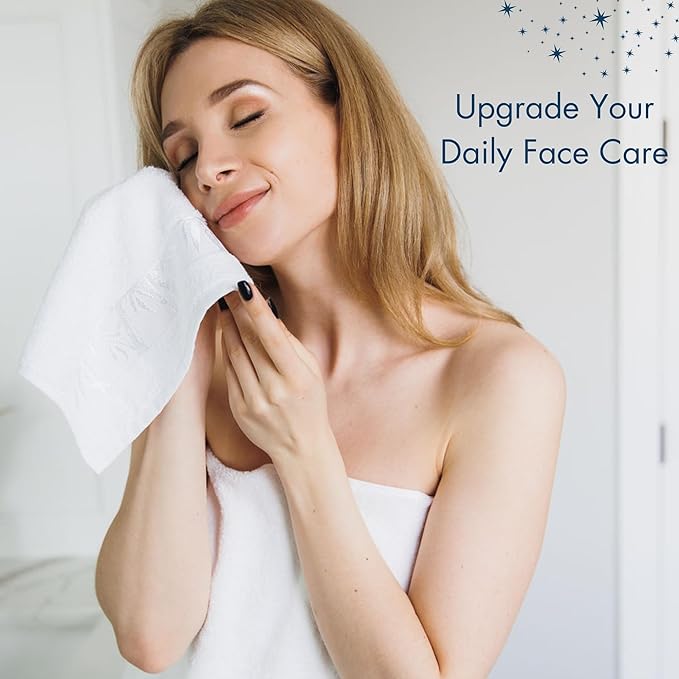 Set of 6 Luxury Wash Cloths for Your Face Viscose Bamboo & Turkish Cotton, White Wascloths