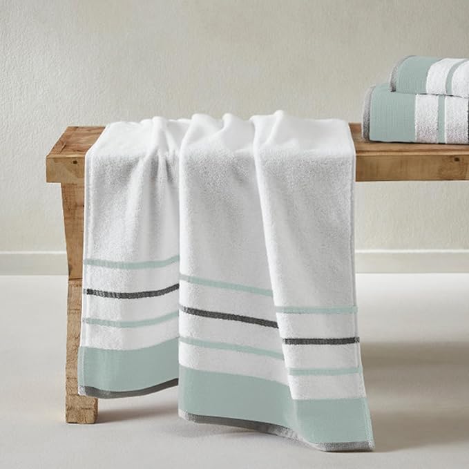Great Bay Home Decorative Bath Towel Set - Luxury Cotton 6 Piece Towel Set - 2 Bath Towels, 2 Hand Towels, 2 Washcloths - Luxurious, Ultra-Soft, Durable Towels for Bathroom Decor (Eucalyptus/Grey)