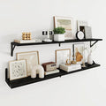 Dreamland Deep Floating Shelves for Wall, 48W x 8D Wall Mounted Shelves Set of 2, Wide Display Ledge Shelf with Sturdy Metal Brackets for Living Room, Bathroom, Bedroom and Kitchen, Black