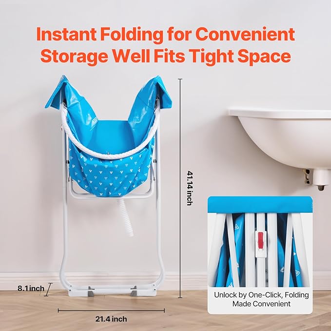 VEVOR Portable Dog Bathtub, Elevated & Foldable Space-saving Pet Shower Station with Quick Drainage, Bathing Tub for Washing & Grooming Small and Medium Size Dogs and Cats Indoor & Outdoor, Light Blue