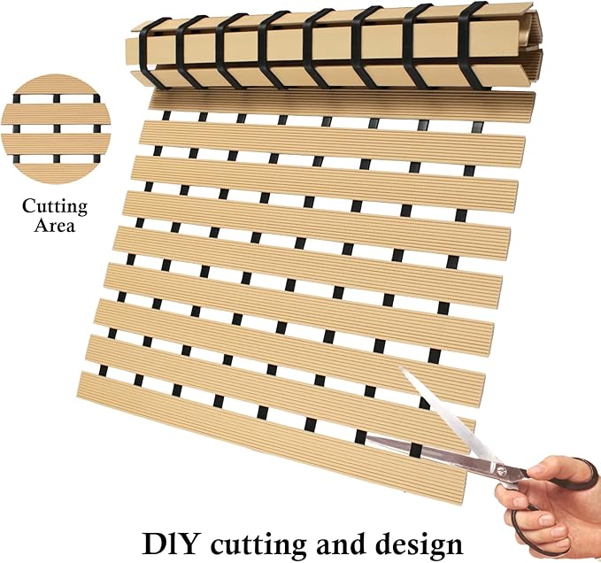 Non Slip Large Shower Mat(35.4"*23.6"),Non Suction Cups Shower Mats for Inside/Outside Shower, Heavy Duty Rubber Walk in Shower Mat for Elderly (Apricot)