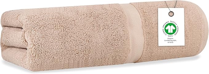 Delara Organic Cotton Luxuriously Plush Bath Sheet | GOTS & Oeko-TEX Certified | Premium Hotel Quality Towels | Feather Touch Technology| 650 GSM Long Staple|Soft, Quick Dry & Ultra-Absorbent 36"x70"