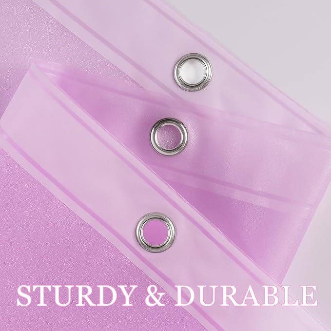 Dreamy Pink Glitter PEVA Shower Curtain, Waterproof Plastic Sparkle Shower Curtain Liner with 3 Large Magnets, 72 x 72 inch Shimmery Bathroom Décor Shower Curtain or Liner Rose Pink