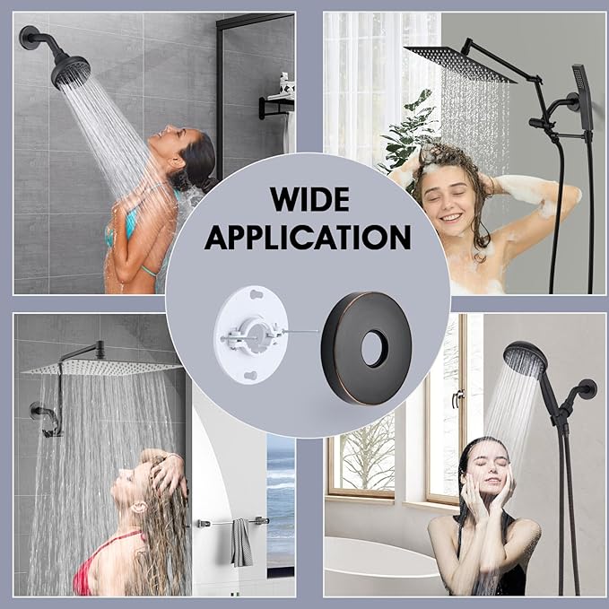 6 Inch Shower Arm with Flange and Stabilizer Bracket, Wall Mounted Shower Pipe Arm 304 Stainless Steel For Fixed Shower Head & Handheld Showerhead, Oil Rubbed Bronze