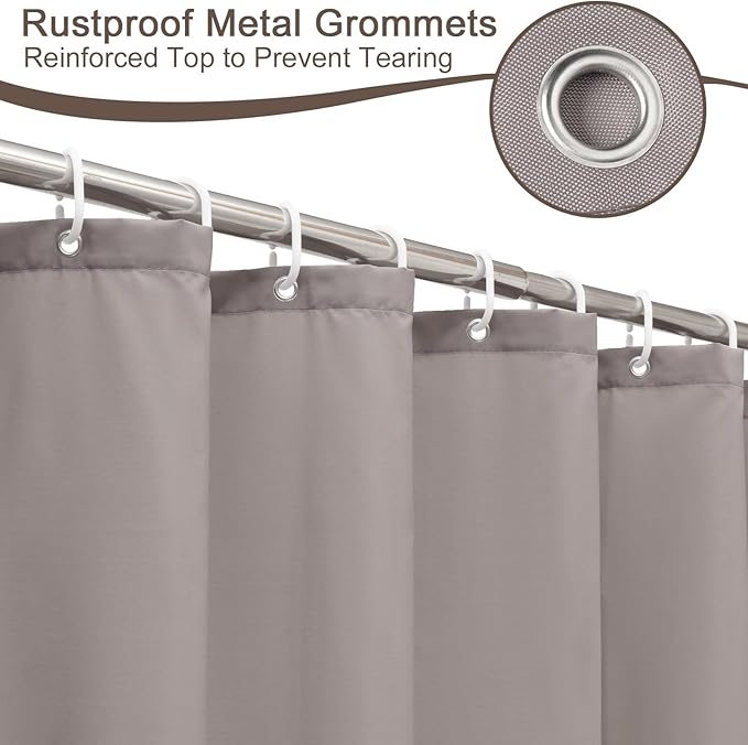 AooHome Standard Size Shower Curtain, Polyester Durable Solid Shower Curtain for Hotel with Hooks, Weighted Hem, Waterproof, Chocolate, 72x72 Inch