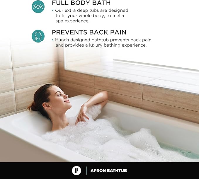 Fine Fixtures Acrylic, Fiberglass Alcove Soaking Bathtub with Integral Apron Front in Glossy White - Left Hand Drain, 60" x 36"