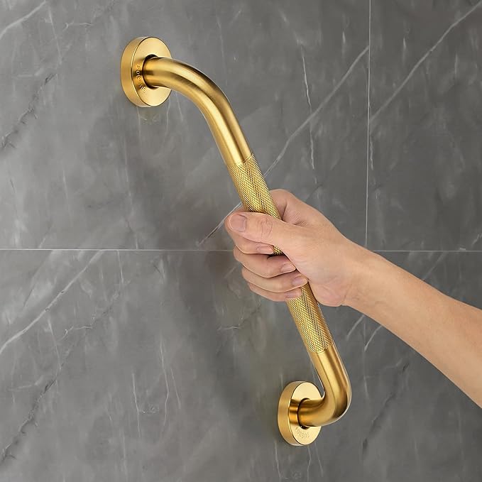 Grab Bars for Shower, 2 Pack 32-Inch Anti Slip Shower Handles for Elderly, Safety Shower Grab Bar, Stainless Steel Handicap Grab Bars for Bathroom,Toilet (Gold, 1" Diameter)