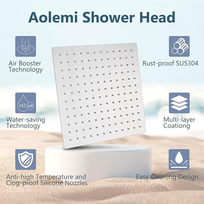 Aolemi Shower Faucet Set, High Pressure Shower System with 2-in-1 Handheld Sprayer, Wall Mount Fixture Combo with Rough-in Valve, 10 Inch Shower Head, Polish Chrome