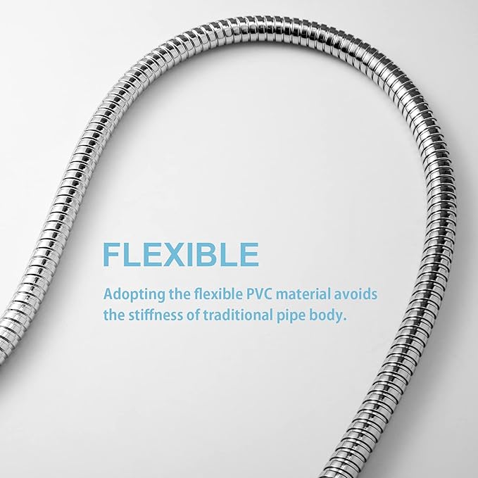 OFFO Shower Hose, 100 in Kink Free Stainless Steel Shower Hose Attachment Electroplating Handheld Shower Head Hose Flex Hoses Extension with Brass Insert & Nut for Pet Bathing Cleaning,Chrome