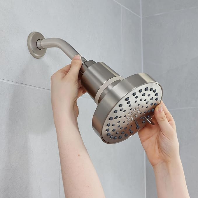 SEVENTY 4-Setting Filtered Shower Head with Shower Filter in Brushed Nickel – Helps Reduce Chlorine and Impurities for Healthier Hair, Skin and Scalp, Easy to Install (Model 12156)